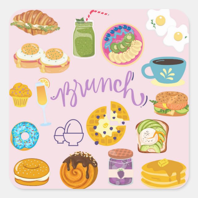 Brunch Squad Quadratischer Aufkleber (Vorderseite)