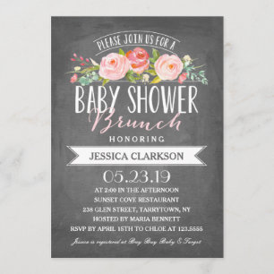 Brunch sur la bannière Rose  Invitation Baby showe