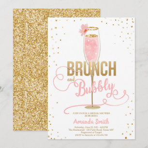 Brunch u. sprudelndes Brautparty erröten Gold Einladung