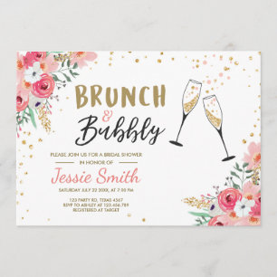 Brunch u. sprudelndes Brautparty-Rosa-Gold Einladung
