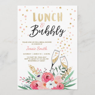 Brunch u. sprudelndes Brautparty-Rosa-Gold Einladung
