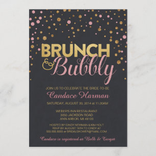 Brunch u. sprudelndes Glitzer-Tafel-Brautparty Einladung