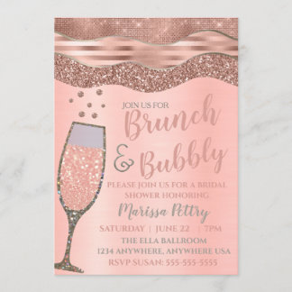 Brunch und Bläschen Dusche Rose Gold Einladung