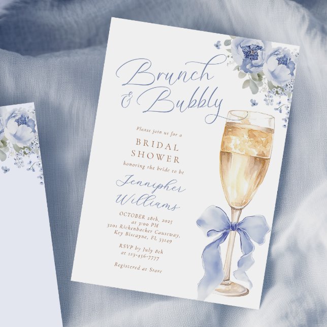 Brunch und Blubbly Blue Bridal Dusche Einladung (Von Creator hochgeladen)