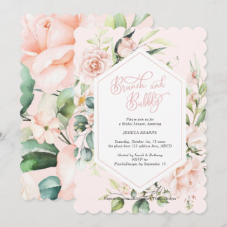Brunch und blubbly blush Chic Aquarellblume Einladung
