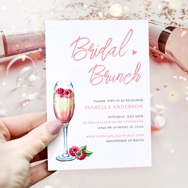 Brunch und Blubbly Blush Pink Brautparty Einladung (Von Creator hochgeladen)