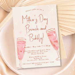 Brunch und Blubbly Blush Pink Mother Day Brunch Einladung