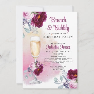 Brunch und Bubbly Birthday Party Einladung
