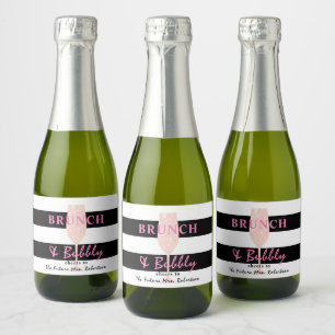 Brunch und Bubbly Black/White Strip Rosa
