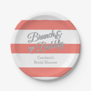 Brunch und Bubbly Brautparty, 7 Zoll Papier Pappteller