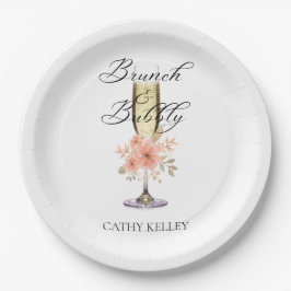 Brunch und Bubbly Brautparty 9" Runde Pappteller