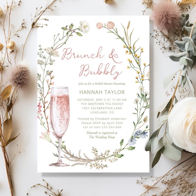 Brunch und Bubbly Brautparty Einladung (brunch and bubbly bridal shower invitation
)