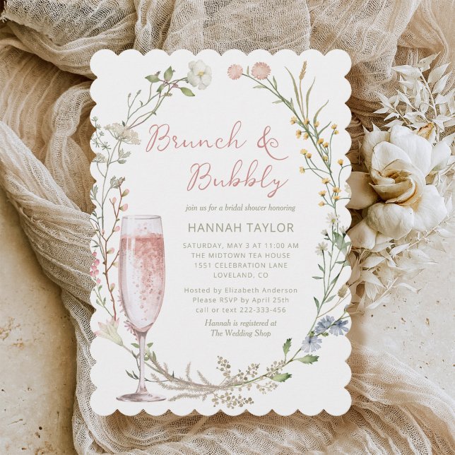 Brunch und Bubbly Brautparty Einladung (Brunch and Bubbly Bridal Shower Invitation)