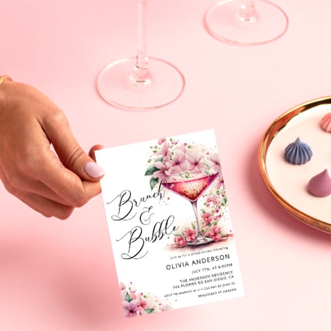 Brunch und Bubbly Brautparty Floral Einladung (Von Creator hochgeladen)