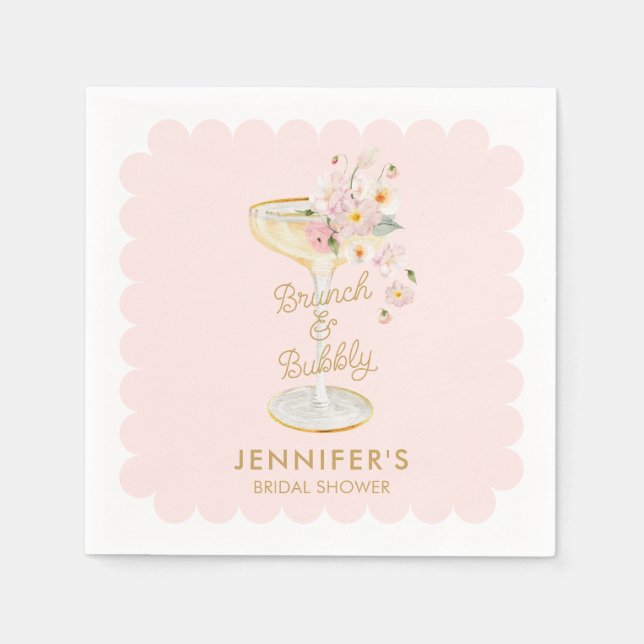 Brunch und Bubbly Brautparty Personalisiert Serviette (Vorderseite)