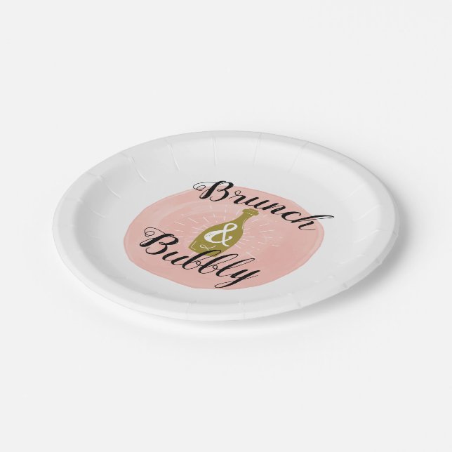 Brunch und Bubbly Brautparty Teller (Schrägansicht)