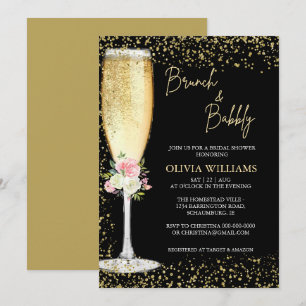 Brunch und Bubbly Champagne Brautparty Einladung