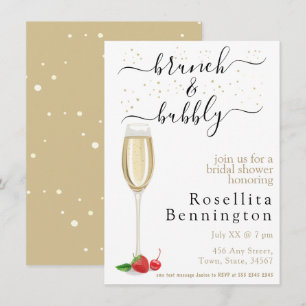 Brunch und Bubbly Champagne Brautparty Einladung