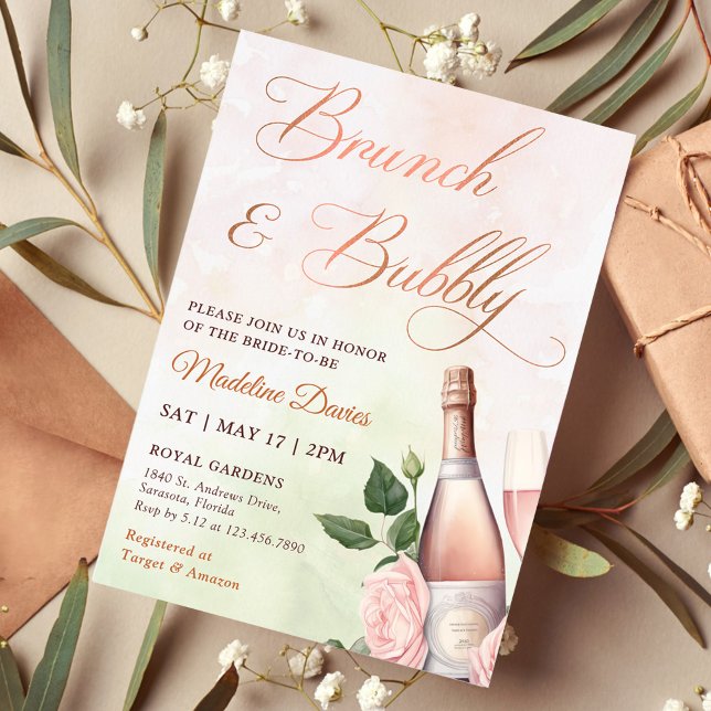 Brunch und Bubbly Champagne Brautparty Einladung (Von Creator hochgeladen)