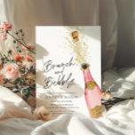 Brunch und Bubbly Champagne Brautparty Invitati Einladung<br><div class="desc">Rosa und Gold Champagner Brunch und Bubbly Bridal Dusche Einladung. Entworfen mit einer schönen Aquarell Champagner Flasche. Passende Artikel in unserem Shop Cava Party Design.</div>