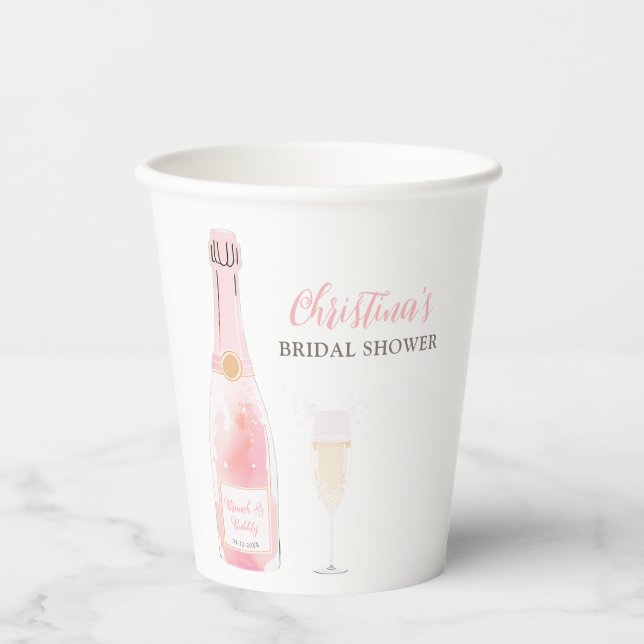 Brunch und Bubbly Champagne Brautparty Pappbecher (Vorderseite)