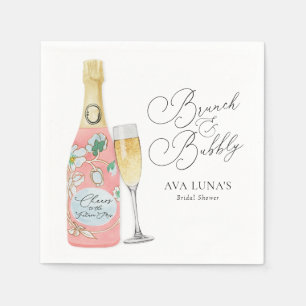 Brunch und Bubbly Champagne Brautparty Serviette