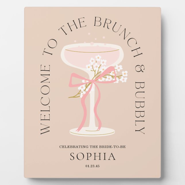 Brunch und Bubbly Champagne Brautparty Willkommen Fotoplatte (Vorderseite)