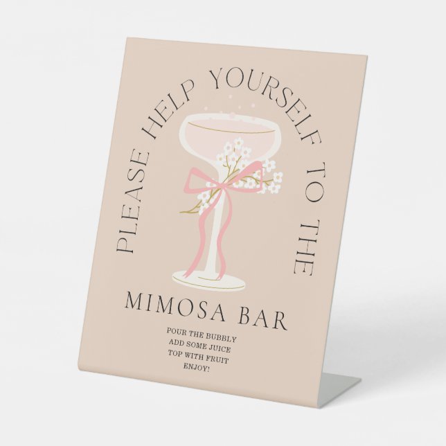Brunch und Bubbly Champagne Mimosa Bar Sign Sockelschild (Vorderseite)