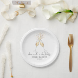 Brunch und Bubbly Champagne Toast Brautparty Pappteller