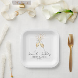Brunch und Bubbly Champagne Toast Brautparty Pappteller