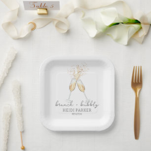 Brunch und Bubbly Champagne Toast Brautparty Pappteller