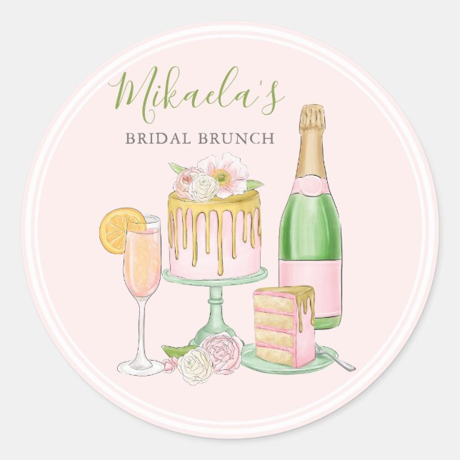 Brunch und Bubbly | Champagner und Tropfen - Kuche Runder Aufkleber (Vorderseite)