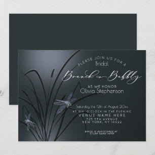 Brunch und Bubbly Dusty Blue Dragonfly Einladung