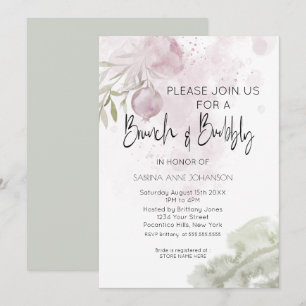 Brunch und Bubbly Dusty Pink Rose und Rosehip Einladung