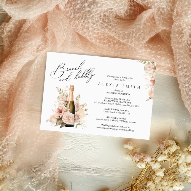 Brunch und Bubbly Elegante Moderne Dusche Einladun Einladung (Von Creator hochgeladen)