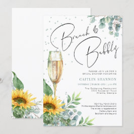 Brunch und Bubbly Elegantes Brautparty mit Sonnenb Einladung