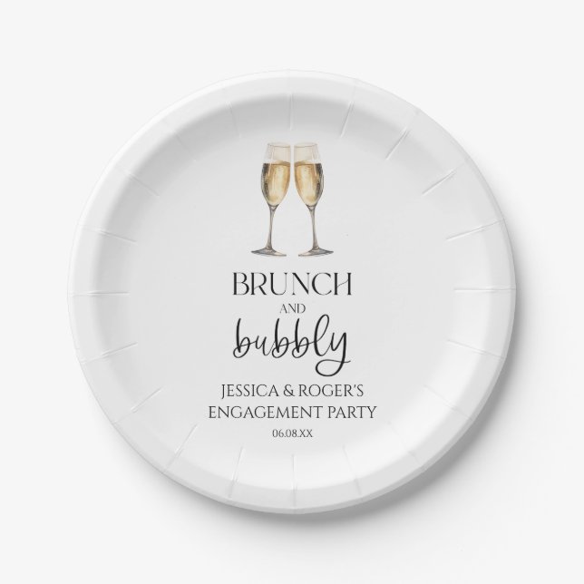 Brunch und Bubbly Engagement Party Brunch Pappteller (Vorderseite)