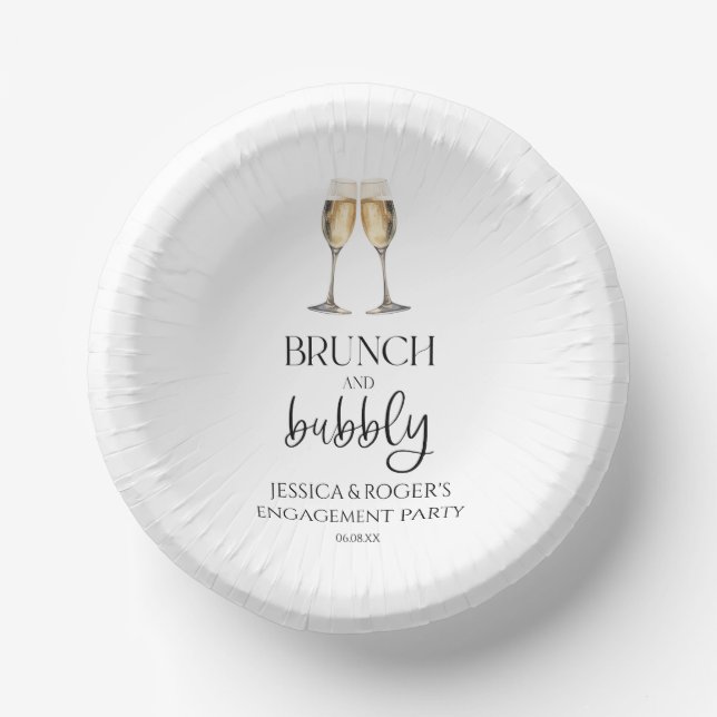 Brunch und Bubbly Engagement Party Brunch Pappteller (Vorderseite)