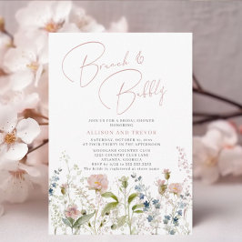 Brunch und Bubbly Floral Paares Brautparty Einladung