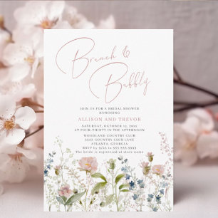 Brunch und Bubbly Floral Paares Brautparty Einladung