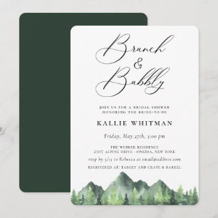 Brunch und Bubbly Forest Mountain Brautparty Einladung