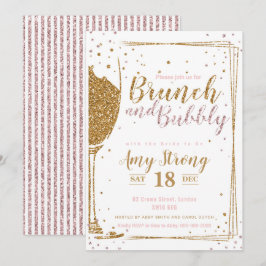 Brunch und Bubbly glitten mit 2 gestreiften Backgr Einladung