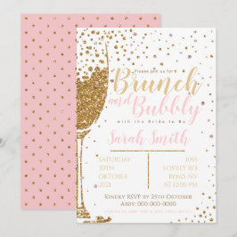 Brunch und Bubbly Gold Glitzer mit gepunktetem Rüc Einladung