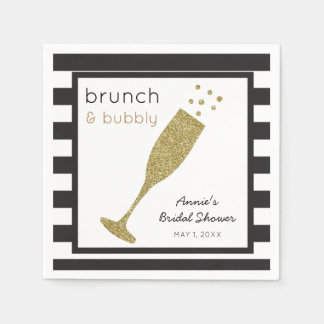 Brunch und Bubbly Imitats Gold Glitzer & Black Dri Serviette