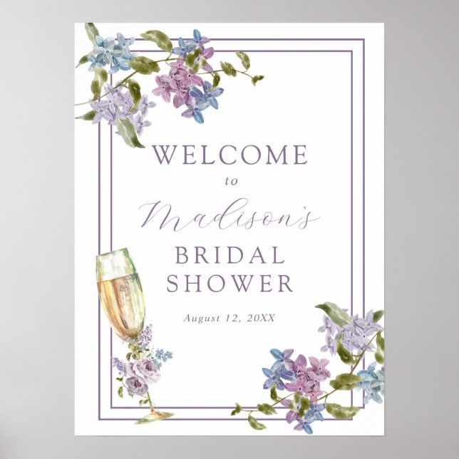 Brunch und Bubbly Lavender und Lilac Brautparty Poster (Vorne)