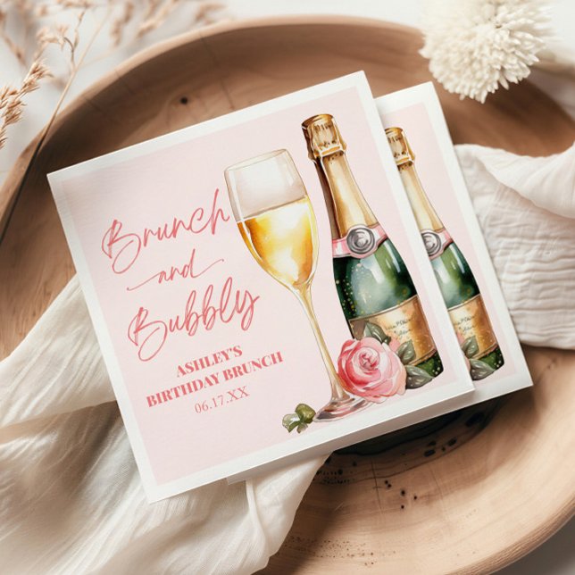 Brunch und Bubbly Mimosa Champagne Birthday Brunch Serviette (Von Creator hochgeladen)