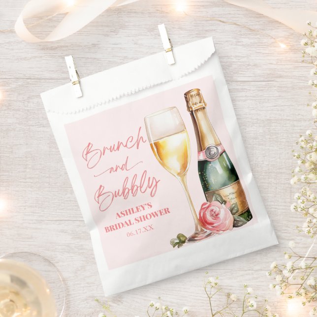Brunch und Bubbly Mimosa Champagne Brautparty Geschenktütchen (Ausgeschnitten)