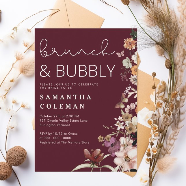 Brunch und Bubbly Modern Script Boho Brautparty Einladung (Von Creator hochgeladen)