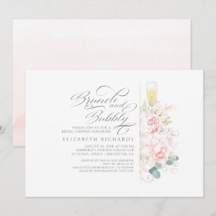 Brunch und Bubbly Pink Brautparty Einladung