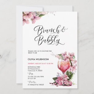 Brunch und Bubbly Rosa Cocktail Einladung